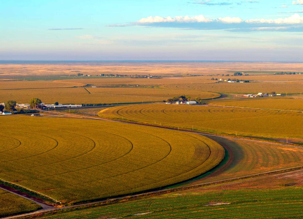 Farm Land for Sale Merrick County Nebraska With Irrigated Fields and Agricultural Landscape