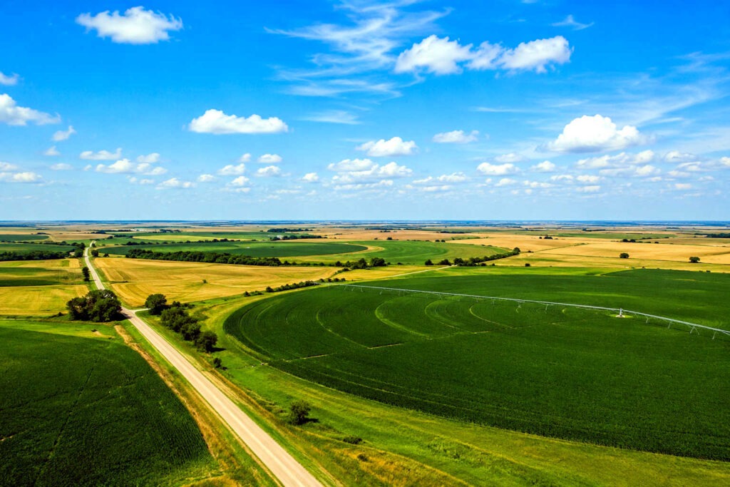 Farm land for sale in Hamilton County Nebraska with crop fields and rural acreage